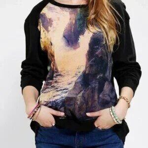 NWT Insight Waterfall Inset Graphic Black Sweatshirt Sz M Urban Outfitters